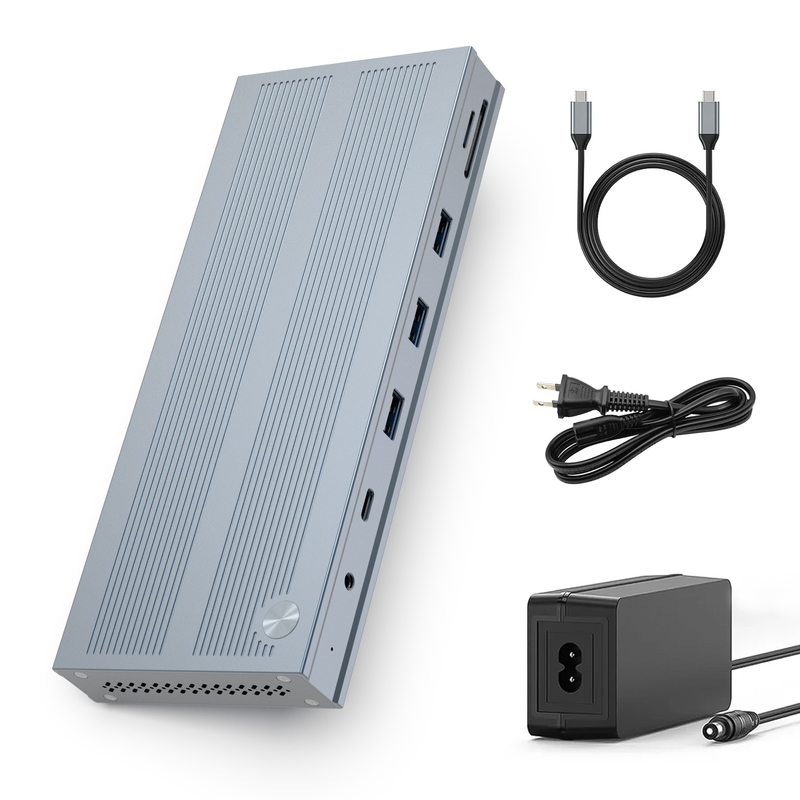 14 en 1 Station d'accueil USB-C avec Displaylink IC de type C à HDMI Prend en charge des moniteurs triple jusqu'à 4K Alliage d'aluminium et ABS