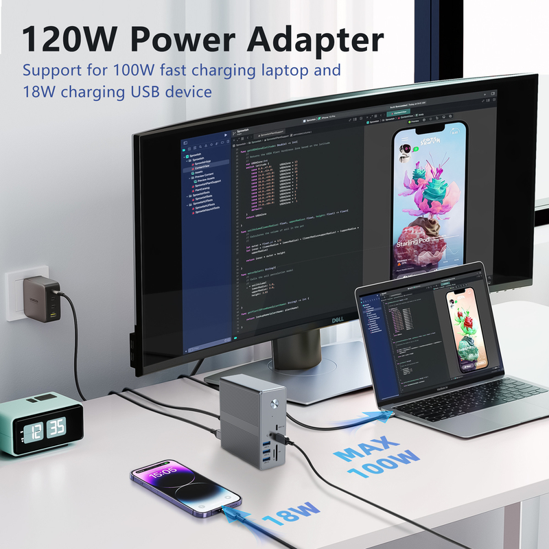 DC36-X1 Thunderbolt Docking avec support d'affichage 60Hz/30Hz et vitesse de transfert de données allant jusqu'à 10 Gbps