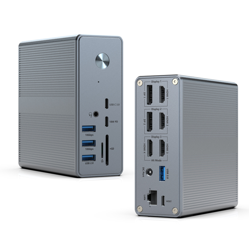 Station d'accueil USB-C 18 en 1 Haute résolution jusqu'à 4K avec mode d'extension du lien d'affichage