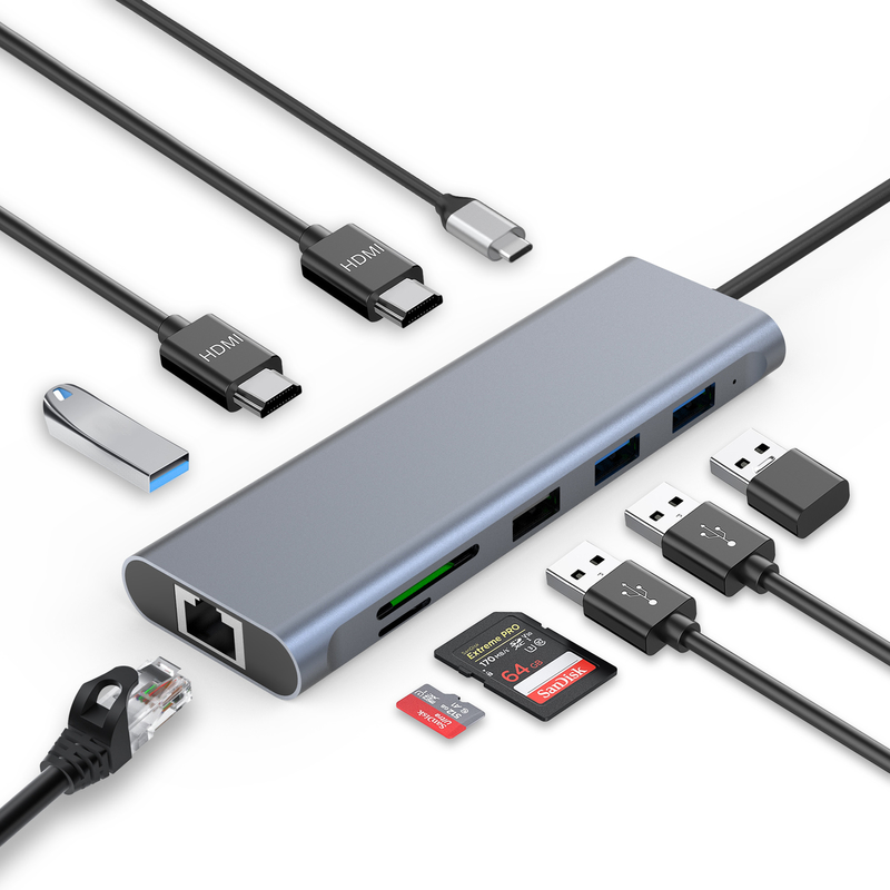 Adaptateur USB de type C avec ports USB 3.0 et RU6A-H2
