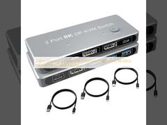 2-Port Displayport and USB KVM Switch 4K 144Hz 8K 60Hz 1.4 with 1.4 DP USB Interface