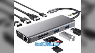 Adaptateur HDMI Dual K 60 Hz Hub USB C 0 po